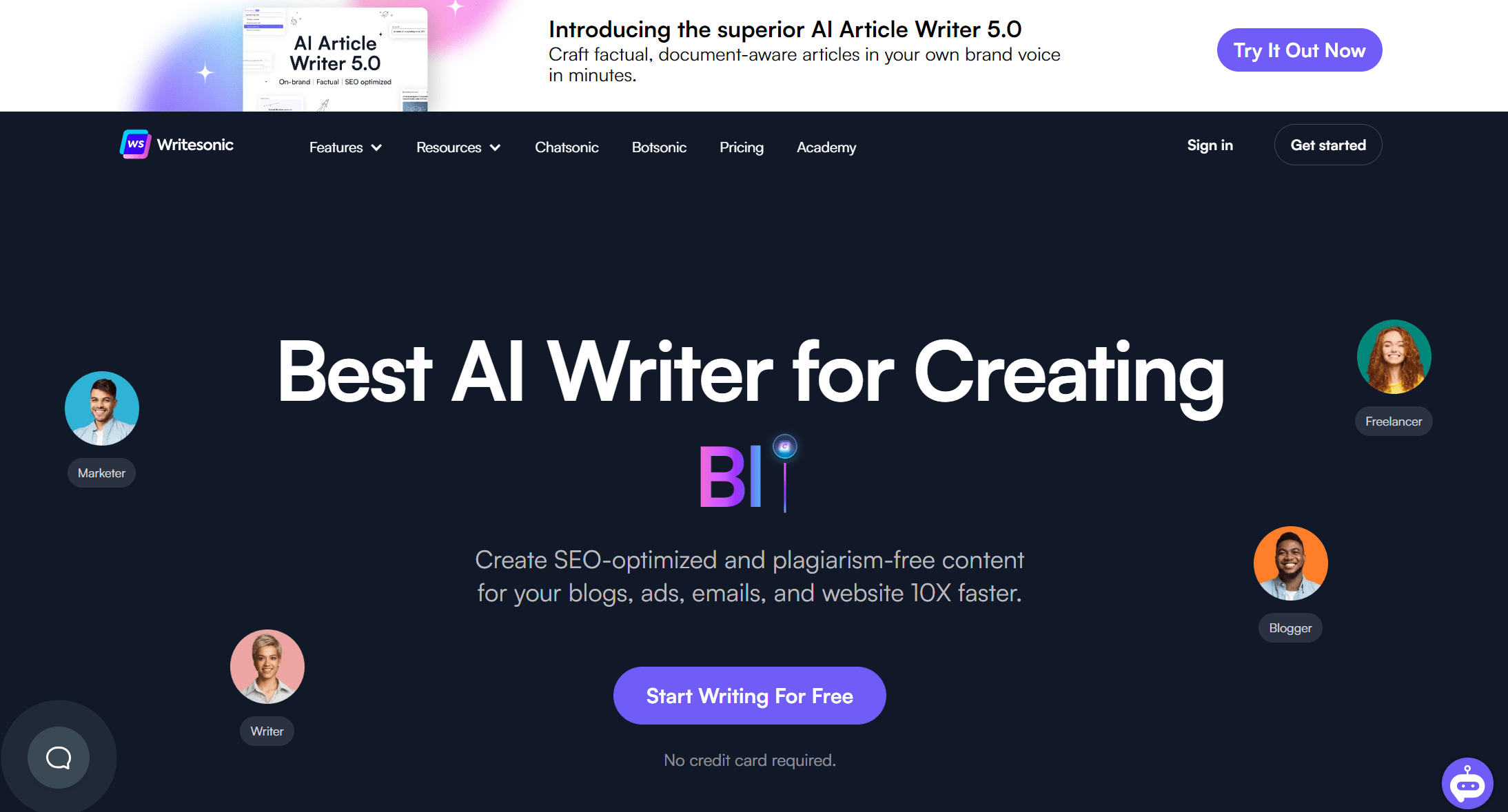 Writesonic is an AI writing programme